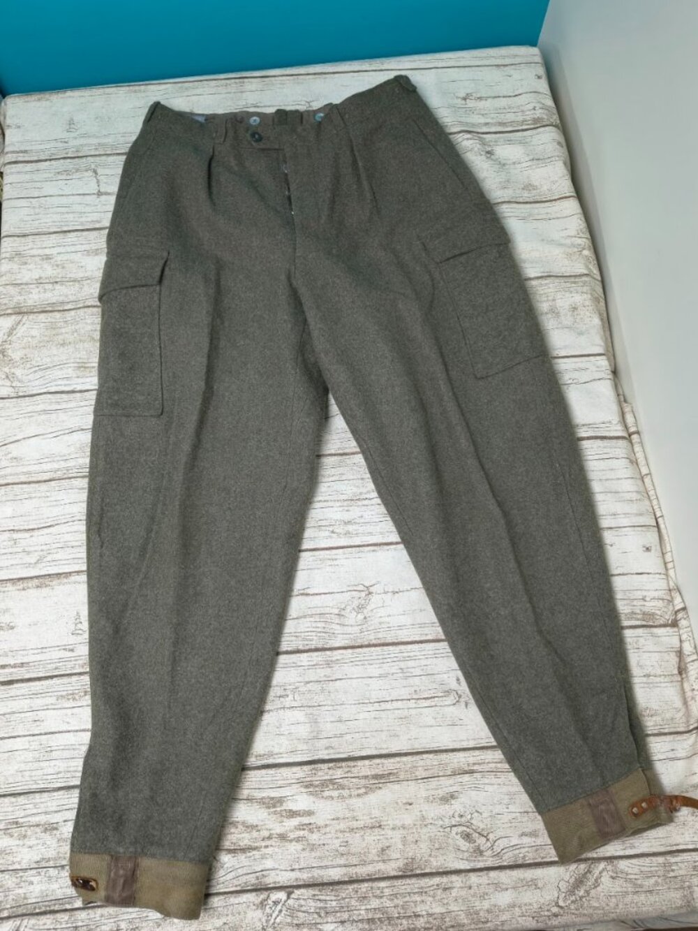 1953 True Vintage Swedish Crown Military Wool Army Cargo Pants 50s Trousers